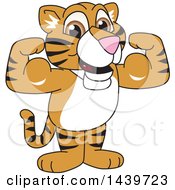 Tiger Cub School Mascot Character Flexing