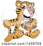 Tiger Cub School Mascot Character Playing Football