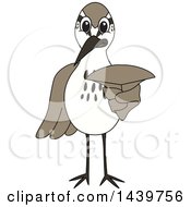 Clipart Of A Sandpiper Bird School Mascot Character Pointing Outwards Royalty Free Vector Illustration