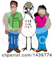Sandpiper Bird School Mascot Character With Happy Parents Or Teachers by Mascot Junction