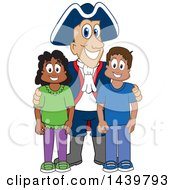 Patriot School Mascot Character With Happy Students