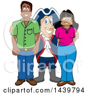 Patriot School Mascot Character With Happy Parents Or Teachers