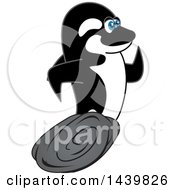 Clipart Of A Killer Whale Orca School Mascot Character Running Royalty Free Vector Illustration