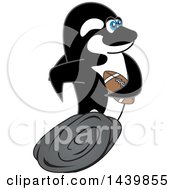 Killer Whale Orca School Mascot Character Playing Football