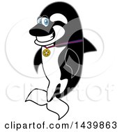 Clipart Of A Killer Whale Orca School Mascot Character Wearing A Sports Medal Royalty Free Vector Illustration