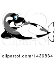 Clipart Of A Killer Whale Orca School Mascot Character Relaxing Royalty Free Vector Illustration by Toons4Biz