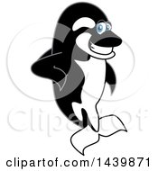 Clipart Of A Killer Whale Orca School Mascot Character Leaning Royalty Free Vector Illustration