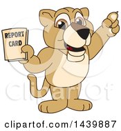 Poster, Art Print Of Lion Cub School Mascot Character Holding A Report Card