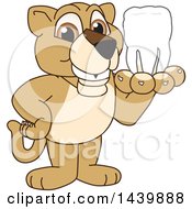 Lion Cub School Mascot Character Holding A Tooth