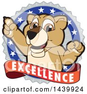 Clipart Of A Lion Cub School Mascot Character On An Excellence Badge Royalty Free Vector Illustration