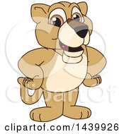 Poster, Art Print Of Lion Cub School Mascot Character With His Hands On His Hips