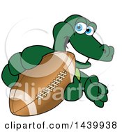 Poster, Art Print Of Gator School Mascot Character Grabbing A Football