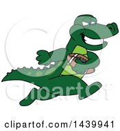 Gator School Mascot Character Playing Football