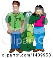 Clipart Of A Gator School Mascot Character With Happy Parents Or Teachers Royalty Free Vector Illustration by Toons4Biz