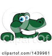 Gator School Mascot Character Over A Sign