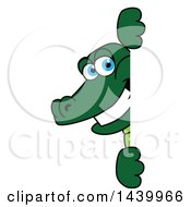 Poster, Art Print Of Gator School Mascot Character Looking Around A Sign