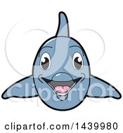 Clipart Of A Porpoise Dolphin School Mascot Character Swimming Royalty Free Vector Illustration