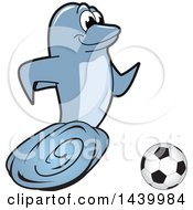 Poster, Art Print Of Porpoise Dolphin School Mascot Character Playing Soccer