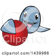 Porpoise Dolphin School Mascot Character Grabbing A Field Hockey Ball