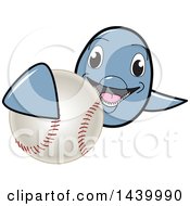 Porpoise Dolphin School Mascot Character Grabbing A Baseball