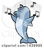 Clipart Of A Porpoise Dolphin School Mascot Character Singing Royalty Free Vector Illustration by Toons4Biz