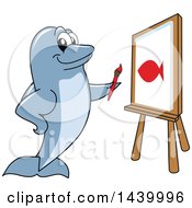 Poster, Art Print Of Porpoise Dolphin School Mascot Character Painting A Fish