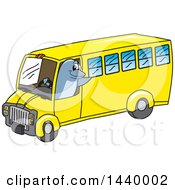 Porpoise Dolphin School Mascot Character Driving A School Bus