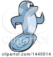 Clipart Of A Porpoise Dolphin School Mascot Character Running Royalty Free Vector Illustration by Toons4Biz