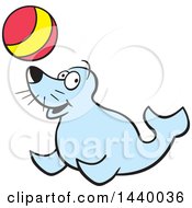 Poster, Art Print Of Cartoon Happy Seal Playing With A Ball