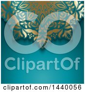 Clipart Of A Gold Ornate And Teal Background Royalty Free Vector Illustration