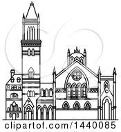 Poster, Art Print Of Black And White Line Drawing Of The Old South Church