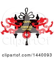 Clipart Of A Happy Chinese New Year Design With Dragons Royalty Free Vector Illustration by Vector Tradition SM