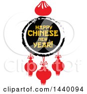 Happy Chinese New Year Design With A Dumpling And Lanterns