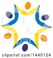 Poster, Art Print Of Teamwork Unity Star Of Blue Yellow And Orange People