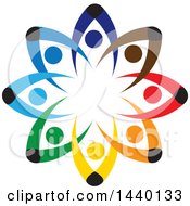 Clipart Of A Teamwork Unity Circle Of Colorful Diverse People Royalty Free Vector Illustration
