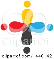 Clipart Of A Teamwork Unity Cross Of Colorful Diverse People Royalty Free Vector Illustration