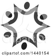 Clipart Of A Teamwork Unity Star Of Grayscale People Royalty Free Vector Illustration
