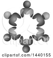 Clipart Of A Teamwork Unity Circle Of Gray People Royalty Free Vector Illustration