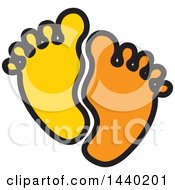 Poster, Art Print Of Pair Of Yellow And Orange Footprints