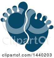 Clipart Of A Pair Of Blue Footprints Royalty Free Vector Illustration