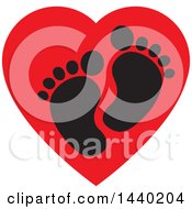 Poster, Art Print Of Pair Of Footprints In A Red Heart