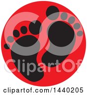 Clipart Of A Pair Of Footprints In A Red Circle Royalty Free Vector Illustration