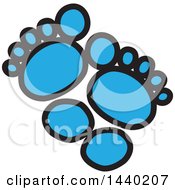 Poster, Art Print Of Pair Of Blue Footprints