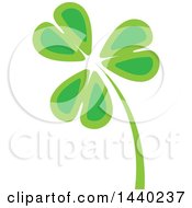 Clipart Of A Green St Patricks Day Shamrock Clover Leaf And Stalk Royalty Free Vector Illustration