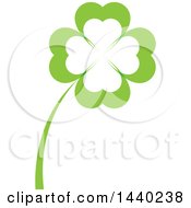 Clipart Of A Green St Patricks Day Four Leaf Shamrock Clover Leaf And Stalk Royalty Free Vector Illustration by ColorMagic