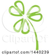 Clipart Of A Green St Patricks Day Shamrock Clover Leaf And Stalk Royalty Free Vector Illustration