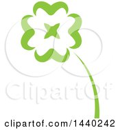 Poster, Art Print Of Green St Patricks Day Four Leaf Shamrock Clover Leaf And Stalk