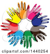 Sketched Circle Of Colorful Hands