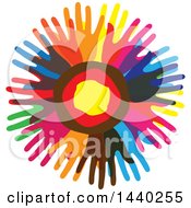 Poster, Art Print Of Circle Of Colorful Hands