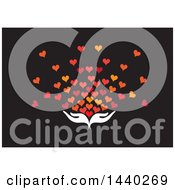 Clipart Of A Pair Of Nurturing Hands With Love Hearts Royalty Free Vector Illustration